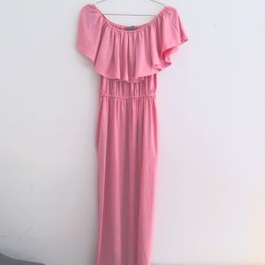 Light pink jersey off shoulder midi/maxi dress
